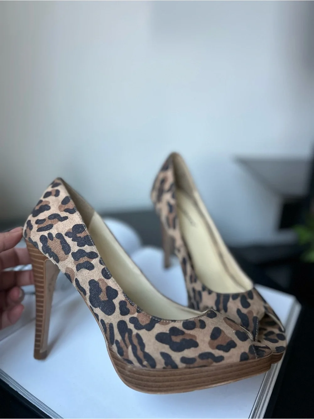 Leopard Print Peep-Toe Pumps - Brown/Black Jazzberyy 9 Leopard Print Platform Hi